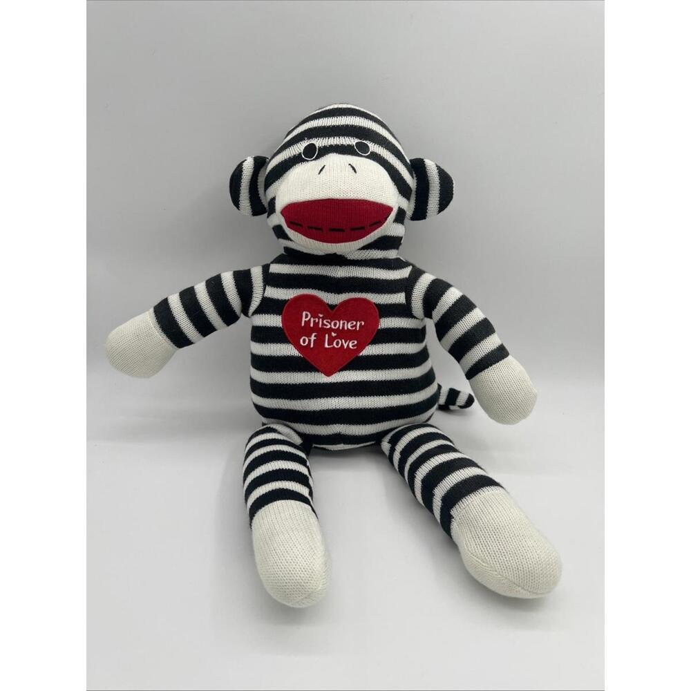 Dan Dee Sock Monkey Plush "Prisoner of Love" Romantic Stuffed Animal 21”